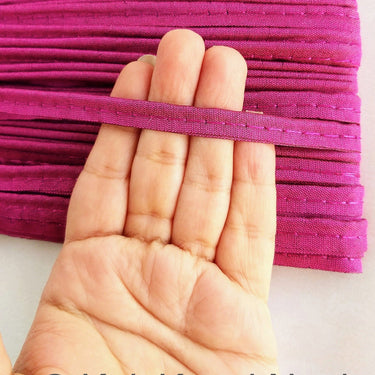 2mm Flanged Insertion Piping on 9mm Band, Mulberry Art Silk Fabric Trim, Cord piping Trim
